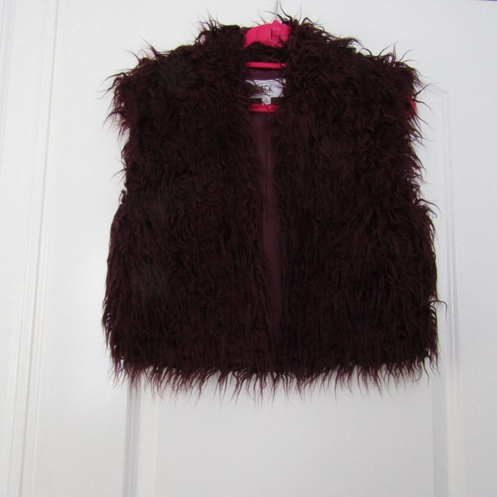 Maroon Fur Cropped Vest